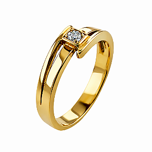 Anel em Ouro 18K Solitário com Diamante