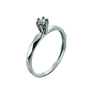 Anel em Ouro Branco 18k Solitario Com Diamante