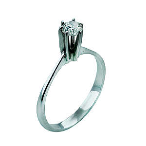 Anel Solitario em Ouro Branco 18k Com Diamante