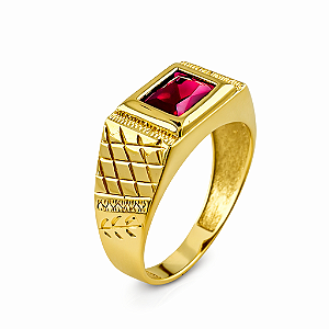 Anel em Ouro 18k TV Vermelho