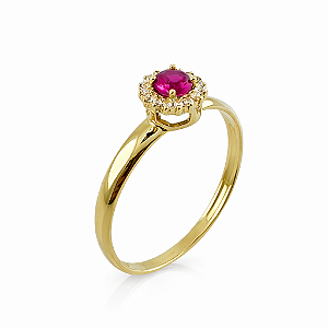 Anel em Ouro 18k Chuveiro com Zirconia