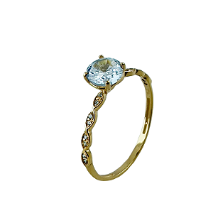 Anel em Ouro 18K Solitário com Zircônia