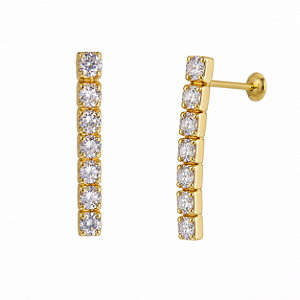 Brinco em Ouro 18k Riviera com Zirconias