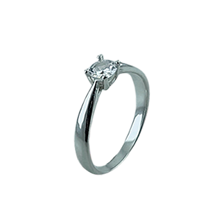 Anel em Prata 925 Solitário com Zirconia 4 Garras