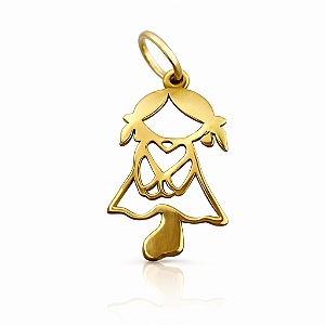 Pingente em Ouro 18k Menina Vazada