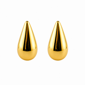 Brinco em Ouro 18K Gota Lisa 14 mm