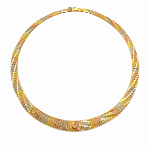 Gargantilha em Ouro 18K Tricolor Laminado 45cm