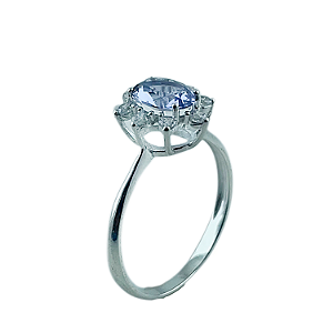 Anel em Prata 925 com Zirconia Lilás