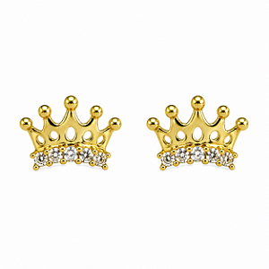 Brinco em Ouro 18k Coroa com Zircônias