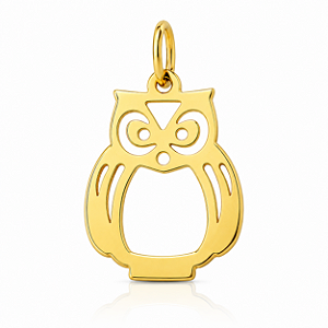 Pingente em Ouro 18k Coruja Vazada