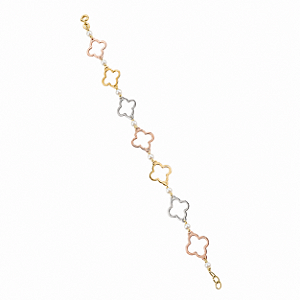 Pulseira em Ouro 18K Tricolor com Perolas