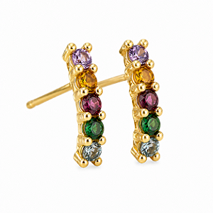 Brinco em Ouro 18k Meia Argola Colorida