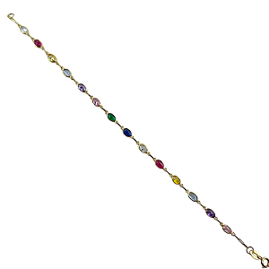 Pulseira em Ouro 18K  com Zirconias Coloridas