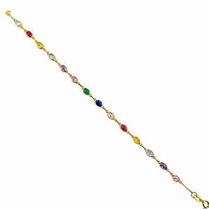Pulseira em Ouro 18K com Zirconias Coloridas