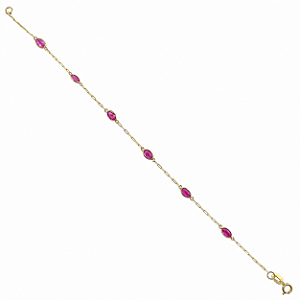 Pulseira em Ouro 18K com Zirconias Vermelhas