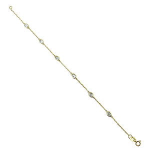 Pulseira em Ouro 18K  com Zirconias Brancas