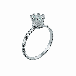 Anel em Prata 925 Solitário com Zircônia 8 Garras