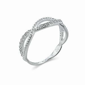 Anel em Prata 925 Infinito com Zircônia e bolinhas