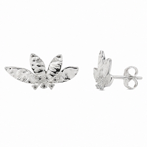 Brinco em Prata 925 Flor com Zirconias