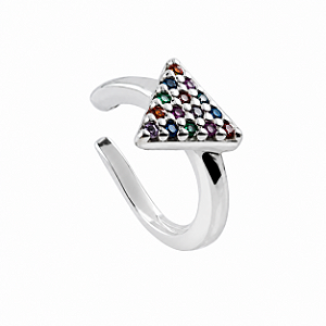 Piercing em Prata 925 Triângulo Fake com Zircônia