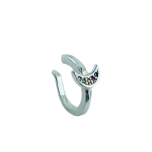 Piercing em Prata 925 Lua Fake com Zircônia Colorida