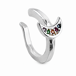 Piercing em Prata 925 Lua Fake com Zircônia Colorida