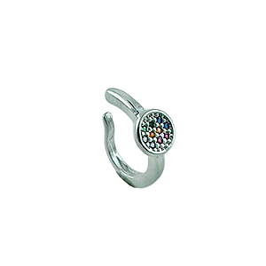 Piercing em Prata 925 Circulo Fake com Zircônia Colorida