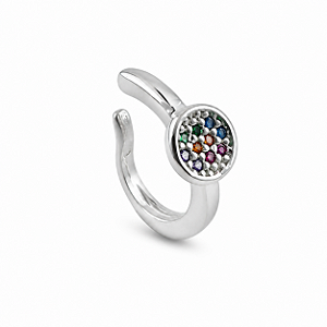 Piercing em Prata 925 Circulo Fake com Zircônia Colorida