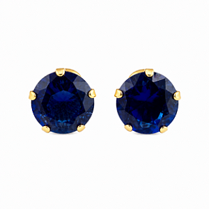 Brinco em Ouro 18k com Zircônia 7MM Azul