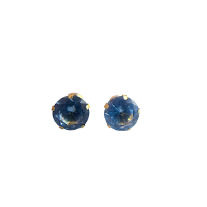 Brinco em Ouro 18k com Zircônia 7MM Azul  Bebê