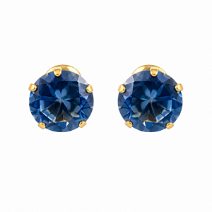 Brinco em Ouro 18k com Zircônia 7MM Azul Bebê