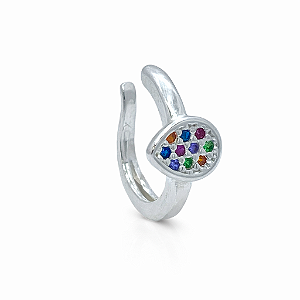 Piercing em Prata 925 Gota Fake com Zircônia Colorida