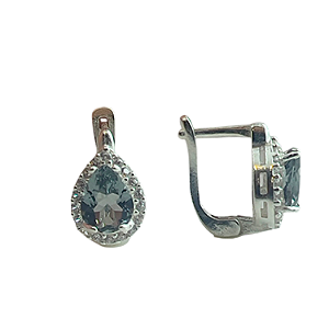 Brinco em Prata 925 Gota com Zircônia