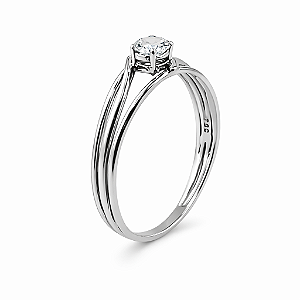 Anel em Ouro Branco 18K Aro Triplo com Diamante