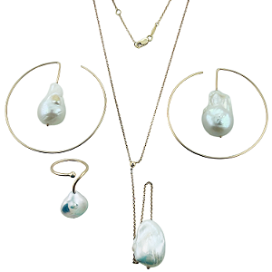 Kit em Ouro Rosé  18K Perolas de Água Doce