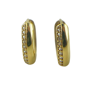 Brinco em Ouro 18k Argola Lisa Click com Zircônia