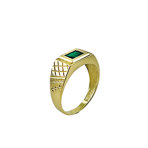 Anel em Ouro 18k TV Com Esmeralda
