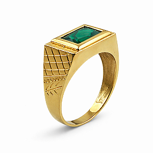 Anel em Ouro 18k TV com Zirconia Verde