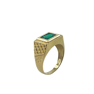 Anel em Ouro 18k TV com Zirconia Verde