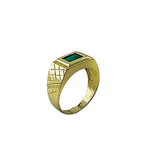 Anel em Ouro 18k TV com Zirconia Verde 5x7
