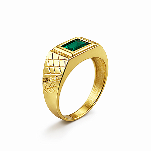 Anel em Ouro 18k TV com Zirconia Verde 5x7