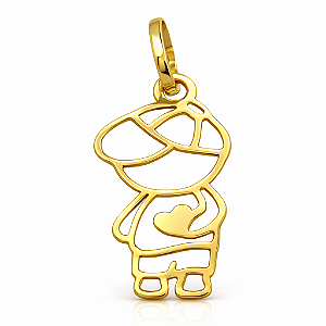 Pingente em Ouro 18k Menino com Coração