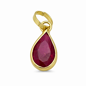 Pingente em Ouro 18K Ponto de Luz Gota Vermelho 5X3mm
