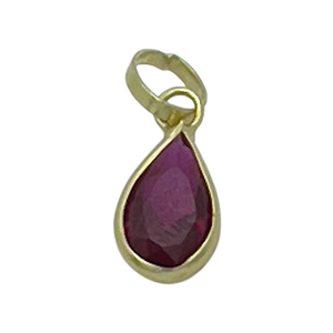 Pingente em Ouro 18K Ponto de Luz Gota Vermelho 5X3mm