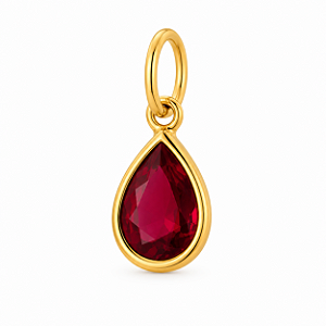 Pingente em Ouro 18K Ponto de Luz Gota Vermelho 6X4mm