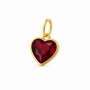 Pingente em Ouro 18K Ponto de Luz Coração Vermelho 5,00mm