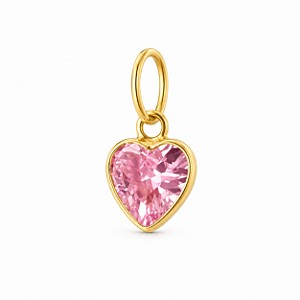 Pingente em Ouro 18K Ponto de Luz Coração Rosa 5,00mm