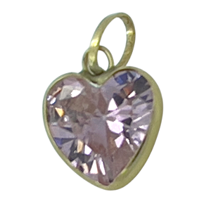 Pingente em Ouro 18K Ponto de Luz Coração Rosa 6,00mm