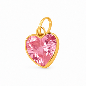 Pingente em Ouro 18K Ponto de Luz Coração Rosa 6,00mm