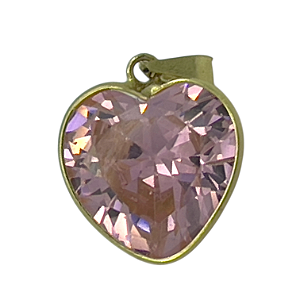 Pingente em Ouro 18K Ponto de Luz Coração Rosa 10,00mm